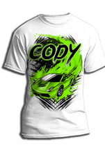 B253 Digitally Airbrush Painted Personalized Custom Race Car Queen Adult and Kids T-Shirt
