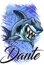 B254 Digitally Airbrush Painted Personalized Custom Shark Drawstring Backpack party Theme gift