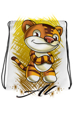 B261 Digitally Airbrush Painted Personalized Custom Cartoon Tiger Drawstring Backpack party Theme gift