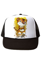 B261 Digitally Airbrush Painted Personalized Custom Cartoon Tiger   Snapback Trucker Hats