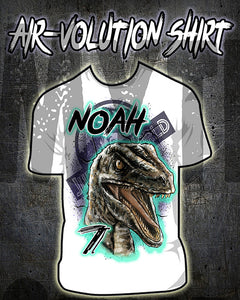 C078 custom personalized airbrush Jurassic Era Park Blue Raptor Tee Shirt.