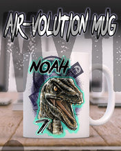 C078 Personalized Airbrush Jurassic Era Blue Raptor Ceramic Coffee Mug