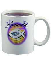 E001 Personalized Airbrush Jesus Fish Landscape Ceramic Coffee Mug