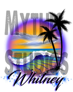 E004 Personalized Airbrush Beach Scene License Plate Tag