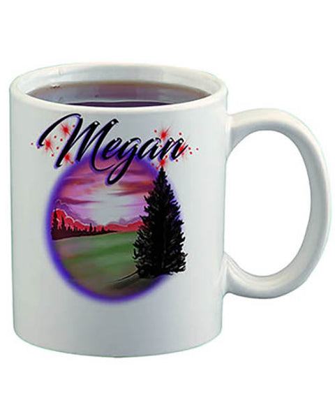 E007 Personalized Airbrush Mountain Landscape Ceramic Coffee Mug