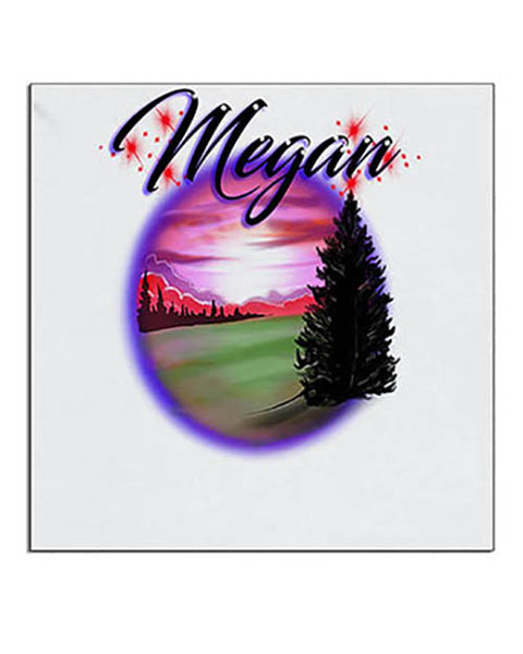 E007 Personalized Airbrush Mountain Landscape Ceramic Coaster