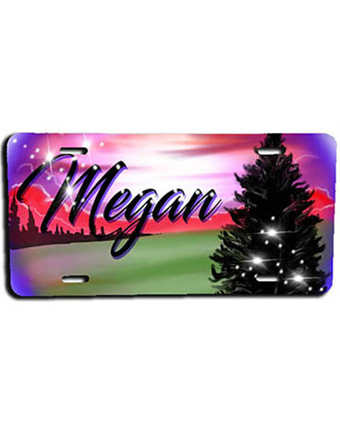 E007 Personalized Airbrush Mountain Landscape License Plate Tag