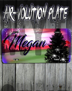 E007 Personalized Airbrush Mountain Landscape License Plate Tag