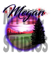 E007 Personalized Airbrush Mountain Landscape License Plate Tag