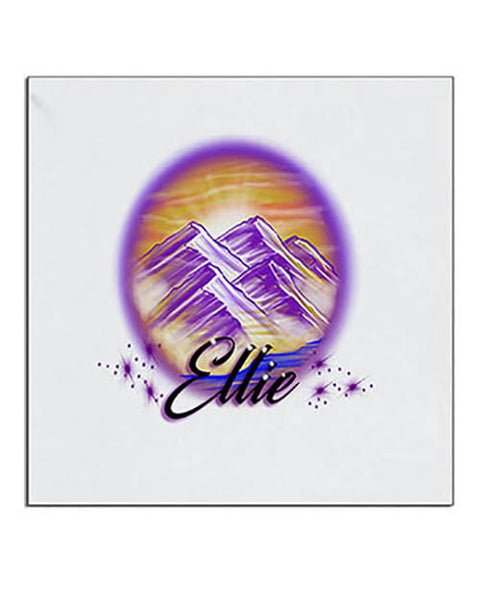 E010 Personalized Airbrush Mountain Scene Ceramic Coaster