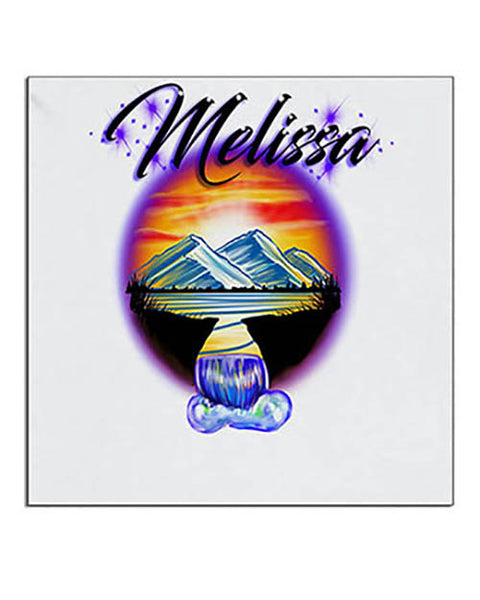 E011 Personalized Airbrush Waterfall Mountain Landscape Ceramic Coaster