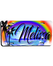 E012 Personalized Airbrush Rainbow Beach Landscape License Plate Tag