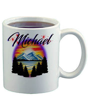 E013 Personalized Airbrush Mountain Landscape Ceramic Coffee Mug