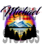 E013 Personalized Airbrush Mountain Landscape License Plate Tag