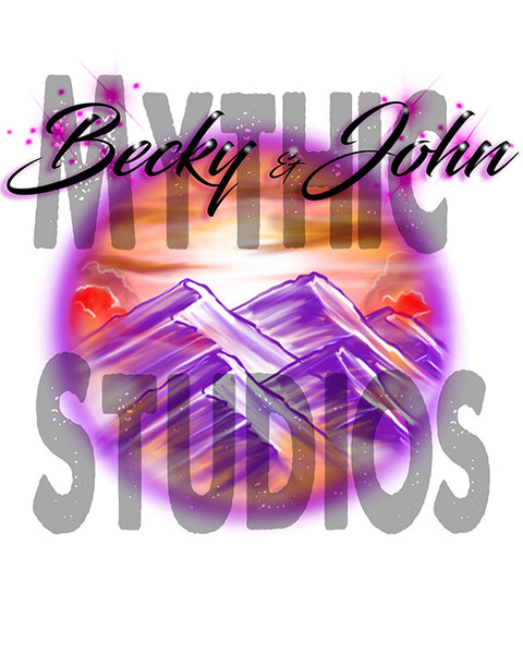 E014 Personalized Airbrush Sunset Mountain Landscape Ceramic Coaster