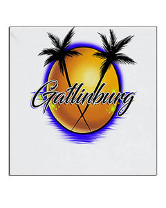 E015 Personalized Airbrush Palm Tree Landscape Ceramic Coaster