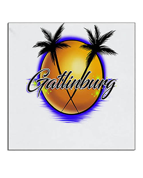 E015 Personalized Airbrush Palm Tree Landscape Ceramic Coaster