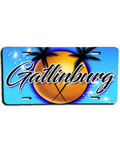 E015 Personalized Airbrush Palm Tree Landscape License Plate Tag