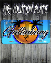 E015 Personalized Airbrush Palm Tree Landscape License Plate Tag
