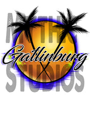 E015 custom personalized airbrush Gatlinburg sunset Scene Tee Shirt