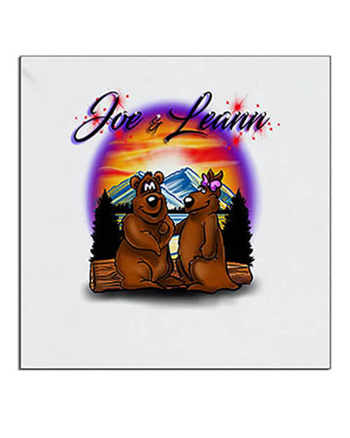 E020 Personalized Airbrush Bears Mountain Landscape Ceramic Coaster