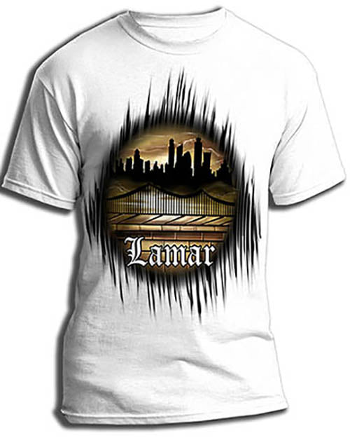 E021 custom personalized airbrush city Scene Graffiti Old English Urban Tee Shirt