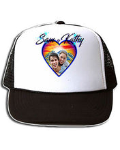 E022 Personalized Airbrush Photo Heart Landscape Snapback Trucker Hat