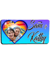 E022 Personalized Airbrush Photo Heart Landscape License Plate Tag