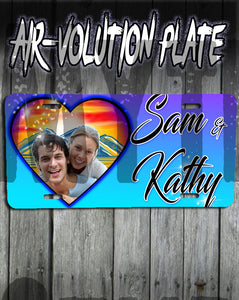 E022 Personalized Airbrush Photo Heart Landscape License Plate Tag