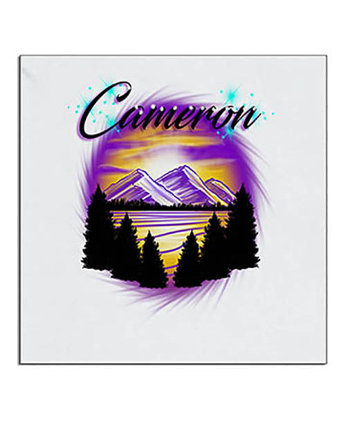 E023 Personalized Airbrush Mountain Sunset Landscape Ceramic Coaster