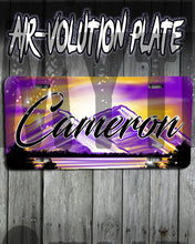 E023 Personalized Airbrush Mountain Sunset Landscape License Plate Tag