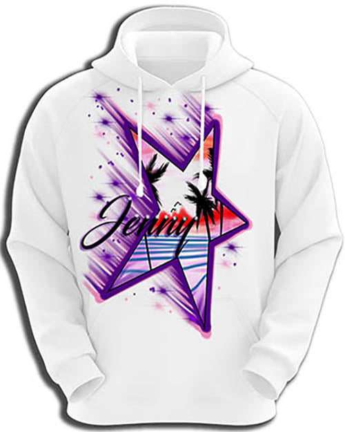 E025 Personalized Airbrush Palm Trees Beach Landscape Hoodie Sweatshirt