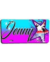 E025 Personalized Airbrush Palm Trees Beach Landscape License Plate Tag