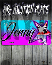 E025 Personalized Airbrush Palm Trees Beach Landscape License Plate Tag