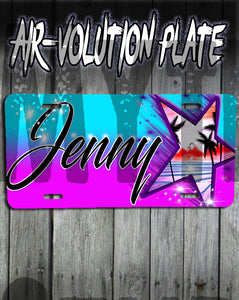 E025 Personalized Airbrush Palm Trees Beach Landscape License Plate Tag