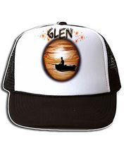 E026 Personalized Airbrush Fishing Landscape Snapback Trucker Hat