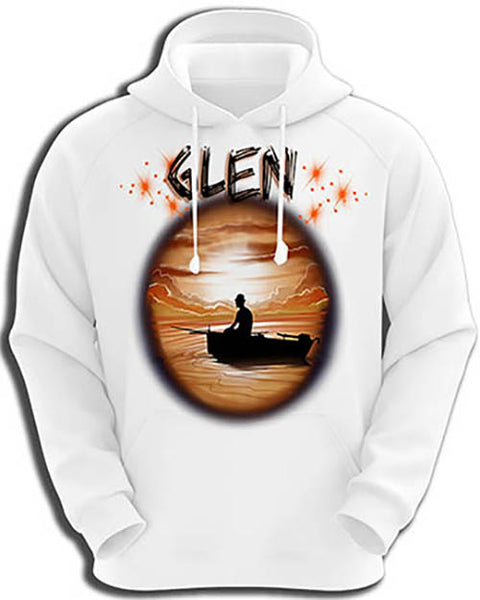 E026 Personalized Airbrush Fishing Landscape Hoodie Sweatshirt