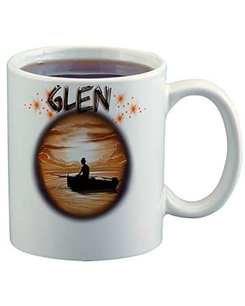 E026 Personalized Airbrush Fishing Landscape Ceramic Coffee Mug