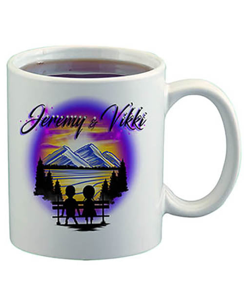 E028 Personalized Airbrush Kids Silhouette Ceramic Coffee Mug