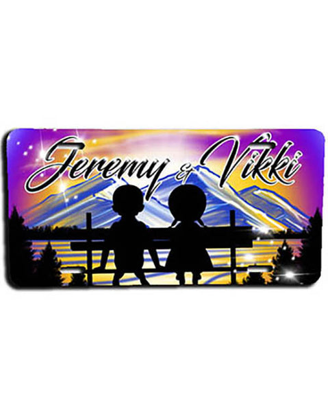 E028 Personalized Airbrush Kids Silhouette License Plate Tag
