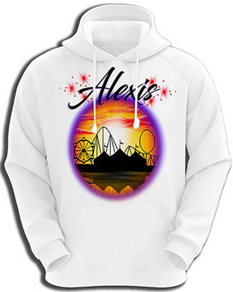 E030 Personalized Airbrush Carnival Ferris Wheel Hoodie Sweatshirt