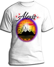 E030 custom personalized airbrush Carnival fair ferris wheel sunset Scene Tee Shirt