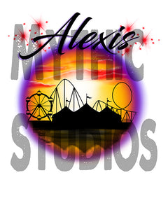 E030 Personalized Airbrush Carnival Ferris Wheel Ceramic Coffee Mug