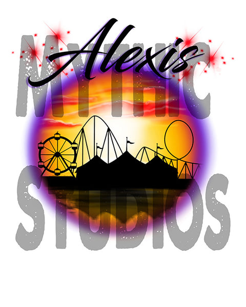 E030 Personalized Airbrush Carnival Ferris Wheel Ceramic Coffee Mug