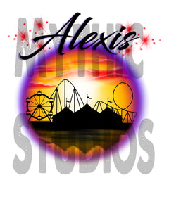 E030 Personalized Airbrush Carnival Ferris Wheel Hoodie Sweatshirt