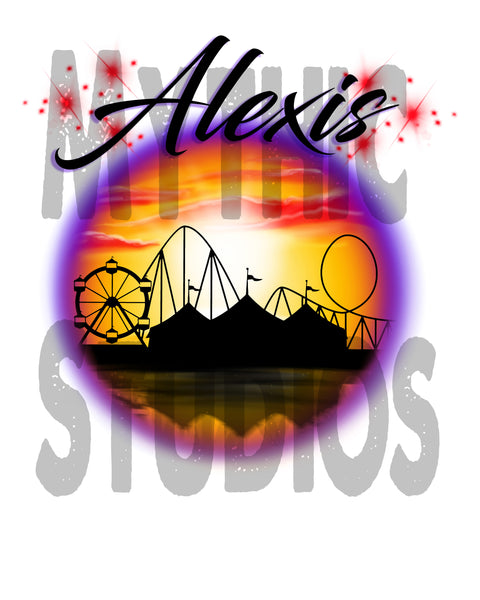 E030 Personalized Airbrush Carnival Ferris Wheel Hoodie Sweatshirt