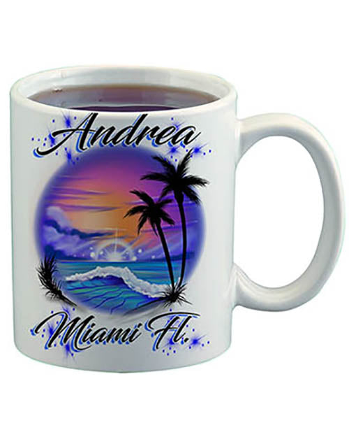 E031 Personalized Airbrush Mountain Scene Ceramic Coffee Mug