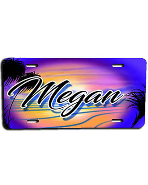 E032 Personalized Airbrush  Beach License Plate Tag