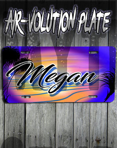 E032 Personalized Airbrush  Beach License Plate Tag