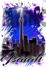 E033 Personalized Airbrush City Scene License Plate Tag